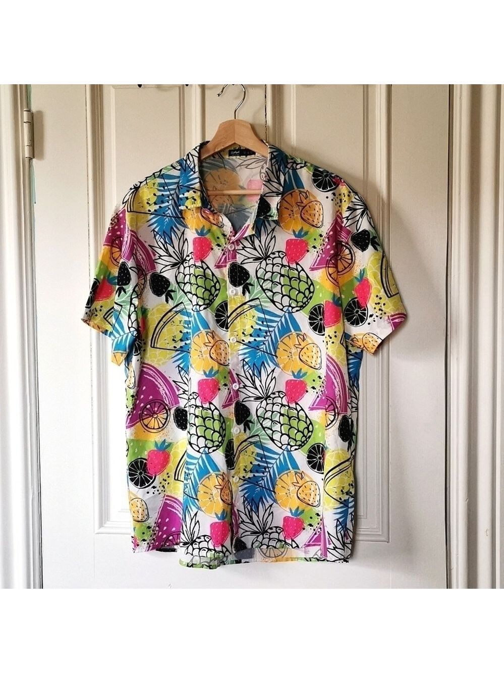 ROMWE Hawaiian tropical print button down women's shirt. Size XXL. EUC